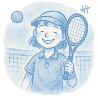 Hand-drawn watercolor illustration — Tennis scorekeeping